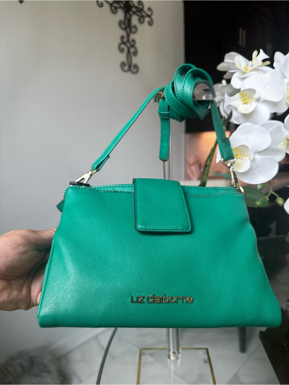 Liz Claiborne Green Leather Crossbody Bag